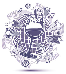 Celebrative grayscale leisure backdrop with musical notes and sa