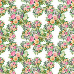 Naklejka premium Seamless floral pattern with of red and orange roses