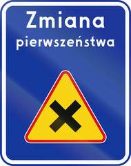 Obraz premium Polish traffic sign: Change priority