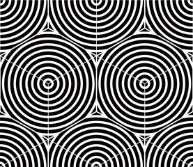 Contrast black and white symmetric seamless pattern with interwe