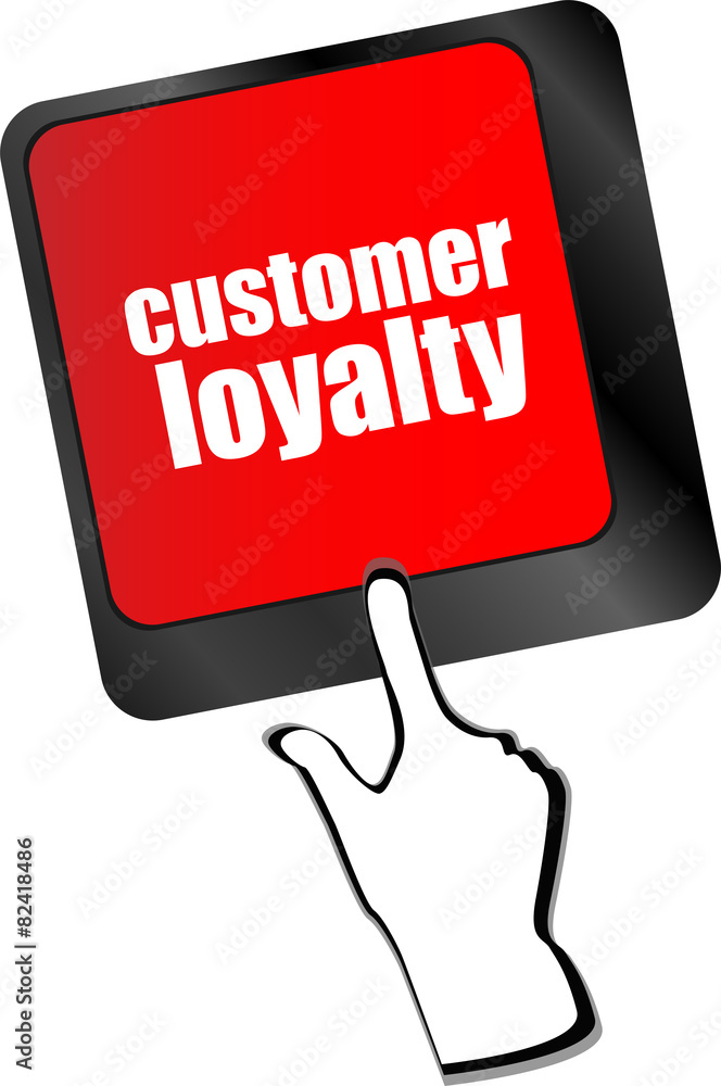 Poster button keypad key with customer loyalty word vector