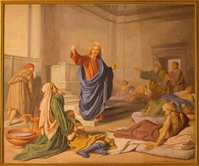 Rome - The fresco of Christ at the healing 