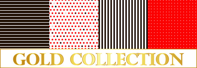 Set pattern polka dots on red and white background and stripes. © whitecityrecords