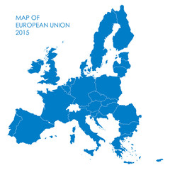 blue map of european union borders