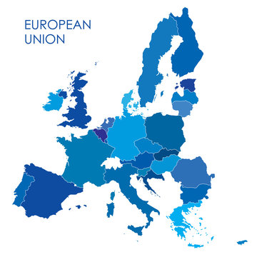 blue map of european union borders