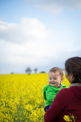 mom and baby in nature