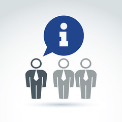 Speech bubble with information sign, vector info pictogram. Conv
