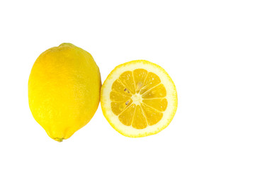One and half lemon isolated on white background