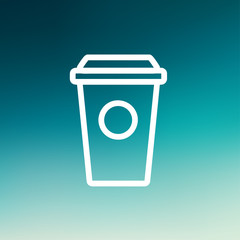 Disposable coffee cup thin line icon