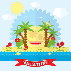 Vector beach illustration in flat style