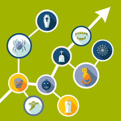 Flat concept, set modern design with shadow halloween