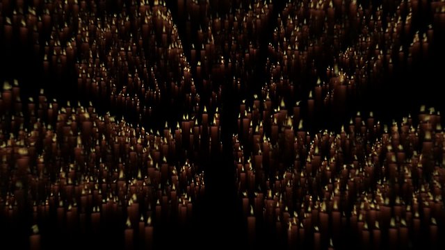 Candles Particles revealing Happy Birthday Text, alpha channel