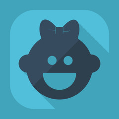 Flat modern design with shadow the boy's face