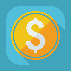 Flat modern design with shadow coin, currency