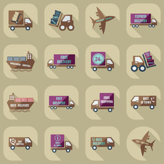 assembly icons of transport delivery set collection