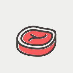 Sliced pork meat thin line icon