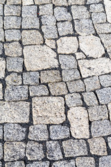 Kopfsteinpflaster einer Straße im Detail