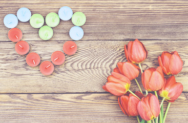 Tulips and a heart for a loved one