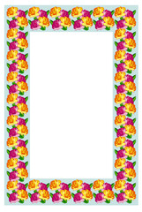 Frame with different colored roses