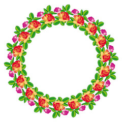 round frame with roses