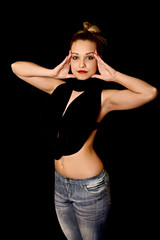 Fototapeta premium sexy woman on black background