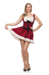 Woman wearing red dress in fashion concept isolated on white