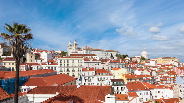 4K timelapse of Lisbon rooftop from Portas do sol viewpoint