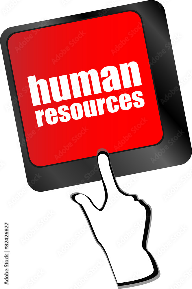 Poster human resources button on computer keyboard key vector