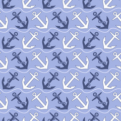 Seamless wallpaper pattern with anchor icons