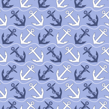 Seamless wallpaper pattern with anchor icons
