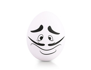 Fototapeta premium Concept white egg with emotions in clothes