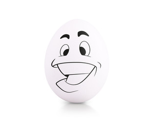 Fototapeta premium Concept white egg with emotions in clothes