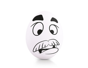Obraz premium Concept white egg with emotions in clothes