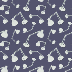 Seamless pattern with desk lamps