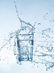 water splashing from glass