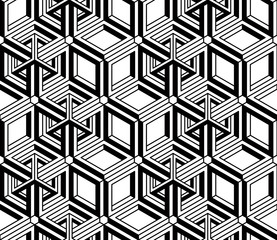 Endless monochrome symmetric pattern, graphic design. Geometric