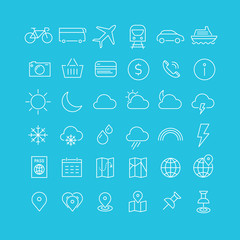 Travel, tourism and weather icons, set 1