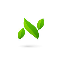 Letter N eco leaves logo icon design template elements