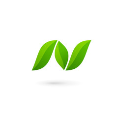 Letter N eco leaves logo icon design template elements