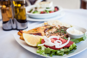 Grilled salmon and vegetables