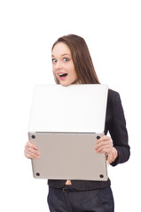 Working lady isolated on white