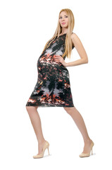 Beautiful pregnant woman isolated on white