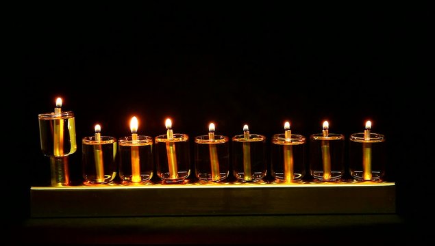 Hanukia made of olive oil lanterns
