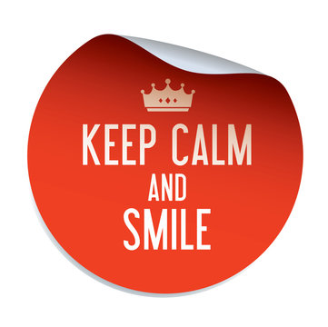 Red vector sticker KEEP CALM and SMILE