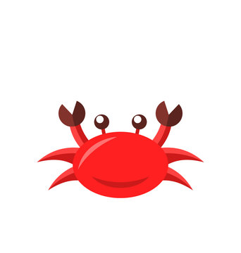 Cartoon funny crab isolated on white background