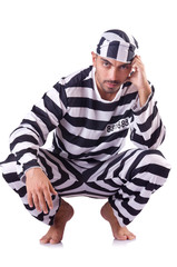 Prison inmate isolated on the white