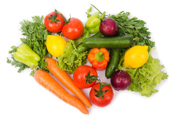 Fototapeta na wymiar Assorted vegetables isolated on the white