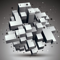 3D vector abstract technology illustration, perspective geometri