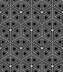 Monochrome illusory abstract geometric seamless pattern with 3d