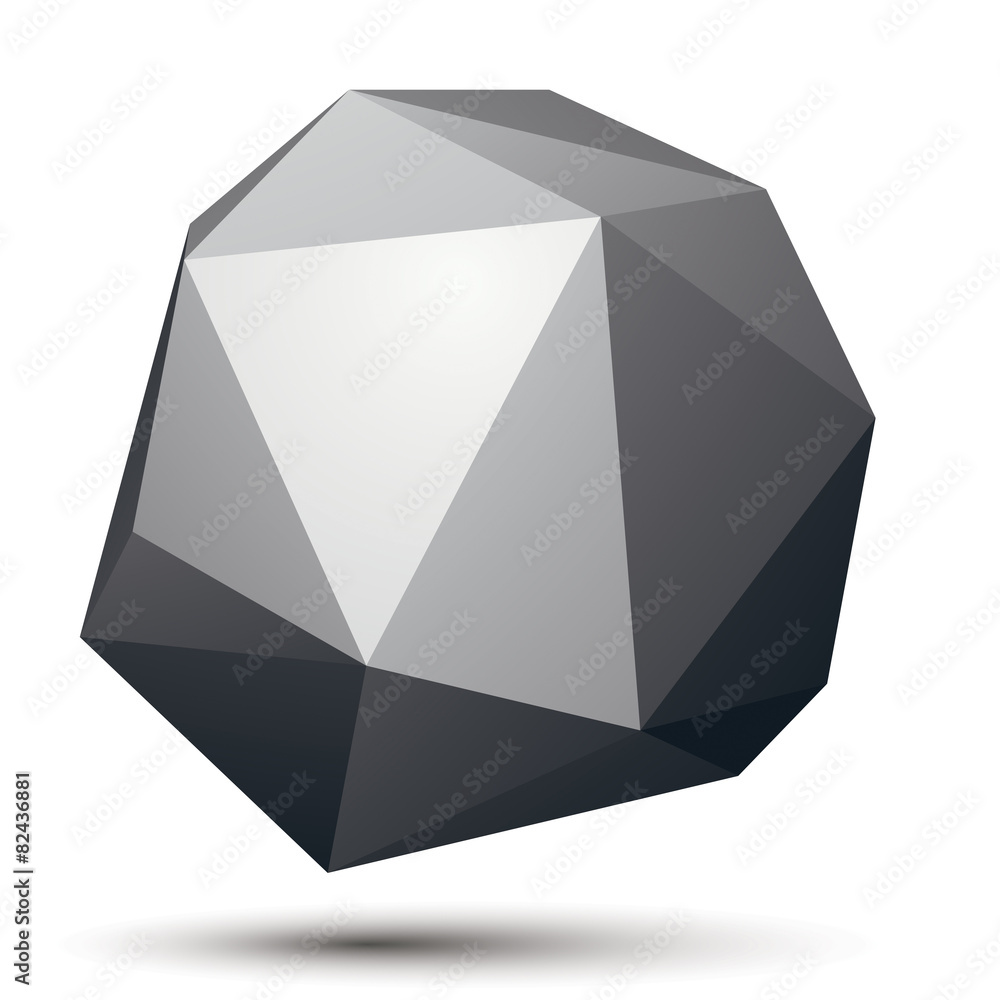 Poster 3d vector abstract design object, polygonal complicated figure.